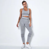 Athletic Seamless Striped Set Gym Sport Suit Workout Clothes Women Long Sleeve Shirts Seamless Shorts Fitness