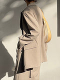 Irregular Design Women's Blazer Notched Loose Double Breasted Long Sleeve Casual Korean Suit Jackets Summer 2023