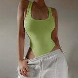 Toloer Style 2023 Summer Women's Solid Color Slim U-Neck Sleeveless Vest