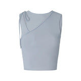 Tank Top y2k Aesthetic Women Solid Color Hollow Out Bandage Sleeveless T Shirt Basic Vest 2000s Tees Casual