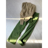 Retro Green High-Waisted Plus Velvet Slack Autumn And Winter New Set Thin Corduroy Broad Leg