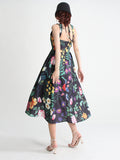 Print Dresses For Women Square Collar Sleeveless High Waist Folds Temperament Casual Dress Female Summer Fashion
