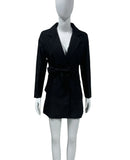Suit 2024Ins New Lace-Up Slim Medium Long Solid Color Casual Long Sleeve Suit Jacket Female-Outfit