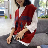 Loose Sleeveless Sweater Spring Autumn Women Vest Sweaters Knitting Vest Joker Knitted Vest Wool Oversize Girls
