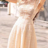 Vintage Lace Women's Dress 2023 Summer O-neck Sleeveless Bodycon Dress Women Runway Chic Korea Clothes Hook