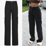 Rockmore High Waist Jeans Woman Wide Leg Denim Boyfriend Streetwear Clothing Cotton Fashion Harajuku Pocket Straight Cargo