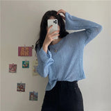 Women Solid Long Sleeve O-neck Loose Elasticity Sweet Korean Style Lazy Chic Gentle Outwear Sweaters Knitted