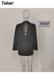 Fashion Women's Blazer Notched Collar Loose Deconstructed Shoulder Pad Open Line Suit Jackets Spring 2023 New