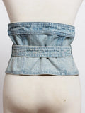 Fashion Women's Denim Belt Retro Waist Double Ring Metal Long Tail Solid Color Belt High-quality Belt 2023 New