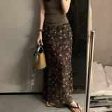 Fashion Style Slim Slim Solid Color Coat With Broken Flower Skirt