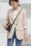New 2023 Autumn Fashion Blazer Jacket Women Casual Korean Pockets Long Sleeve Coat Office Ladies Solid Loose