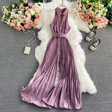 Women's Romper Spring Autumn 2022 Turn-Down Collar Sleeveless Vintage Playsuits Female Off Shoulder Pleated Jumpsuit New