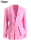 Fashion Women's Blazer Pearl Chain Large Pocket Decoration Slim Hidden Breasted Suit Jackets Summer 2023 New Tide