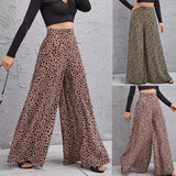 Version Of 2025 New Spring And Summer Loose High-Waisted Leopard Pattern Broad Leg