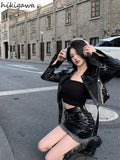 Crop Tops Harajuku Streetwear PU Jackets Motorcycle Leather Coat Women 2023 Ropa Mujer Y2k Clothes Fashion Korean