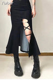 Waist Women Mermaid Skirts American Style Designed Bandage Split Midi Skirt Y2K Fashion Streetwear Female Skirts Spring