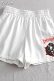 High waist shorts Anime Hip hop Print Casual Women's shorts Black High Waist fashion Shorts female Summer Woman