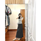 Casual Gray Shoulder Short Sleeve Two Sets Of Summer New High-End Long Skirt Temperament