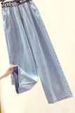 Chiffon Shirt Elastic Waistcoat Wide Leg Jeans Three-piece Elegant Women Pants Set Summer Outfits Street