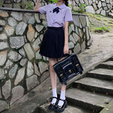 School Uniform Pleated Skirt Women Japanese Fashion Cute High Waist Knee-length A-line Skirt for Girls Preppy Casual