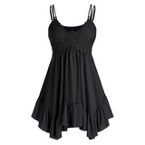 Sleeveless Top Women Fashion Vest Solid Color Casual Sleeveless Vest Slim Tank Tops Flounce Lace Guipure Tank