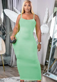 Cute Strap Sleeveless Solid Midi Sheath Tank