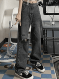Vintage Wash Frayed Ripped Jeans-Outfit