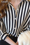 Summer Korean Design Loose Striped Shirt Women's Thin Retro Long Sleeve Chiffon Blouse Button Cardigan Clothes