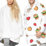 Winter Warm TV Pocket Hooded Blankets Adults Bathrobe Sofa Cozy Blanket Hooded Sweatshirt Plush Coral Fleece