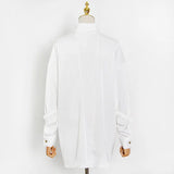 Toloer Cardigan Female Top Spring 2024 New Striped Metal Button Lapel Loose Type Thin Temperament Shirt-Outfit
