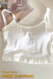 Women Sexy Backless Camis Underwear Padded Bra Fixing Cup Cross Back Knitted Crop Tops Off Shoulder Tops For