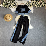 Summer Loose Short-Sleeved Blouse Wide Leg Trousers Two-Set Sports And Leisure Suit