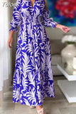 For Women 2023 Autumn And Winter Long Swing Dress Bohemian Floral Print Long Sleeve Robe Longue Femme Party Maxi