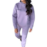 Winter Women Tracksuit Sportswear Long Pants Set Two Piece Long Sleeve Hoodies Sweatshirt Suit Winter Warm Solid
