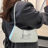 Bow Knot Pu Leather Y2K Shoulder Bag-Outfit