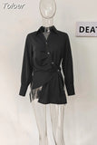 Fashion Women's Shirt Lapel Single Braested Long Sleeve Asymmetric Fold White Blouse Female Tide Summer 2023 New