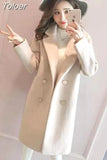 Philosophy Winter Slim Plus Cotton Long Wool Blends Coat Women Hardy Solid Warm Thick Office Work Lady