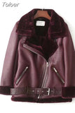MODA Women Fashion Thick Warm Winter Fur Faux Leather Oversized Jacket Coat Vintage Long Sleeve Female Outerwear Chic
