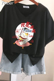100% Cotton M-6XL T Shirt Japanese Cartoon Anime Tshirt Short Sleeve Women's Top Summer Couple V Neck Oversized T