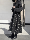 High Elastic Waist Black Dot Printed Long Casual Half-body Skirt Women Fashion Tide New Spring Autumn 2023