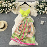 Court-Style Dress Female Short Breast Sling Sling Sling Vest + High-Waisted
