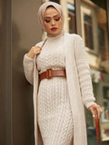 Dress New Season Autumn Winter 2 Piece Hijab Knitwear Suit Islamic Muslim Clothing Long Cardigan Model Made in