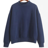 Kintted Autumn Simple Casual Sweatshirt O-Ncek Casual Pullovers Spring Long Sleeve Loose Solid Outwear Tops Size