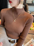 and Winter Pullover Half Turtleneck Knitted Sweater Women Vintage Long Sleeve Bottoming Women Tops Jumper Pull