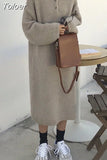 philosophy Women Autumn Winter Knitted Dress Vintage Loose Female Sweater Dress Casual Lady Warm Long Maxi Dress