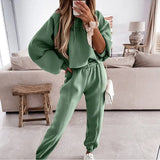 Print Hoodies Tracksuits Women's Fleece 2 Piece Set Female Pants Sets Casual Sports Lace Up Hooded Sweatshirts Autumn