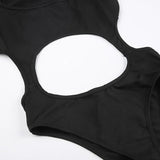 Sexy Cut Out Backless Body Suits Women Night Club Outfit Techwear Black Sleeveless Backless Bodysuit Top