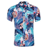 of 2019 American size Short-sleeved Men's Hawaiian Shirts Short-sleeved Beach Printed with Tencel Cotton shirts US