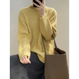 Women's Turtleneck Striped Ribbed Sweater High Neck 2022 Winter New Loose