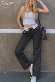 Low-waist Straight Pants Women Autumn 2023 Korean Fashion Zipper Letter Casual Trousers Vintage Hippie Joggers